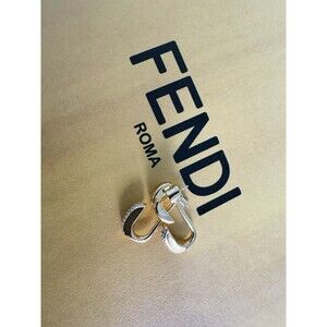 Fendi Filo Double Element Crystals Pendant Gold Finish Drop Earrings